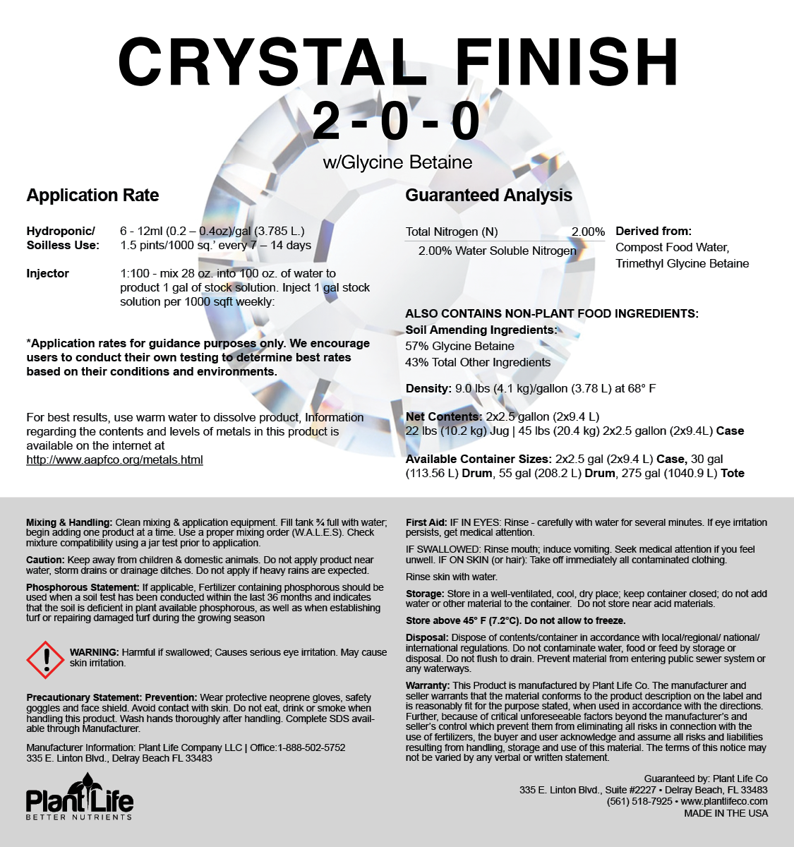 Crystal Finish 2-0-0
