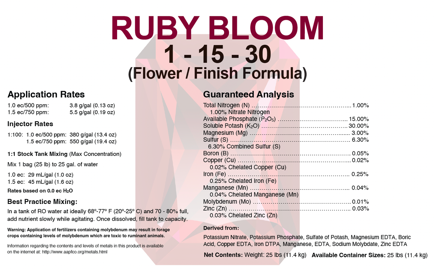 Ruby Bloom 1-15-30 Flower/Finish