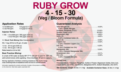Ruby Grow 4-15-30 Veg/Bloom