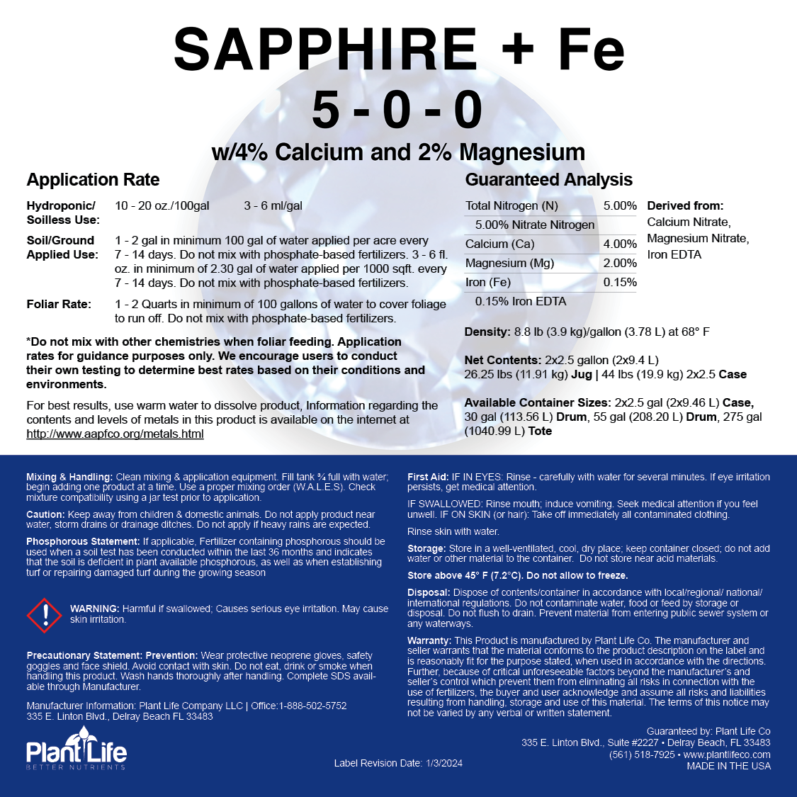 Sapphire Cal Mag 5-0-0